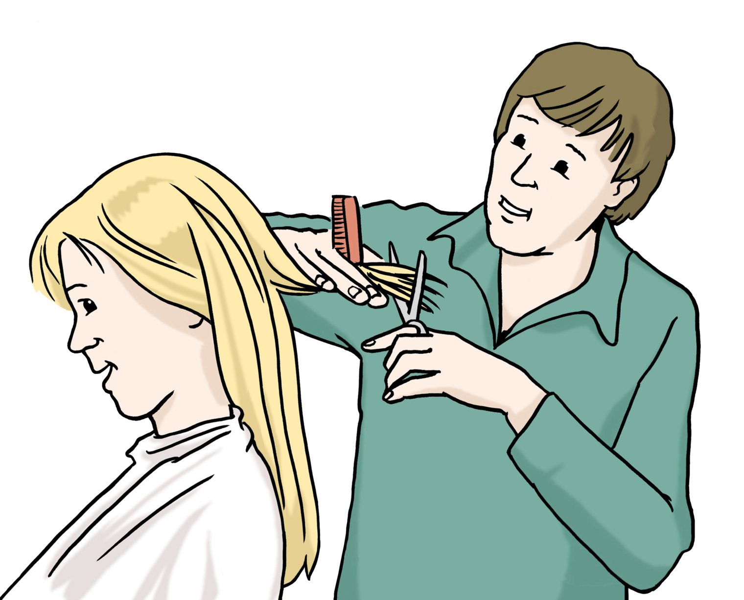 Frisör beim Haare schneiden