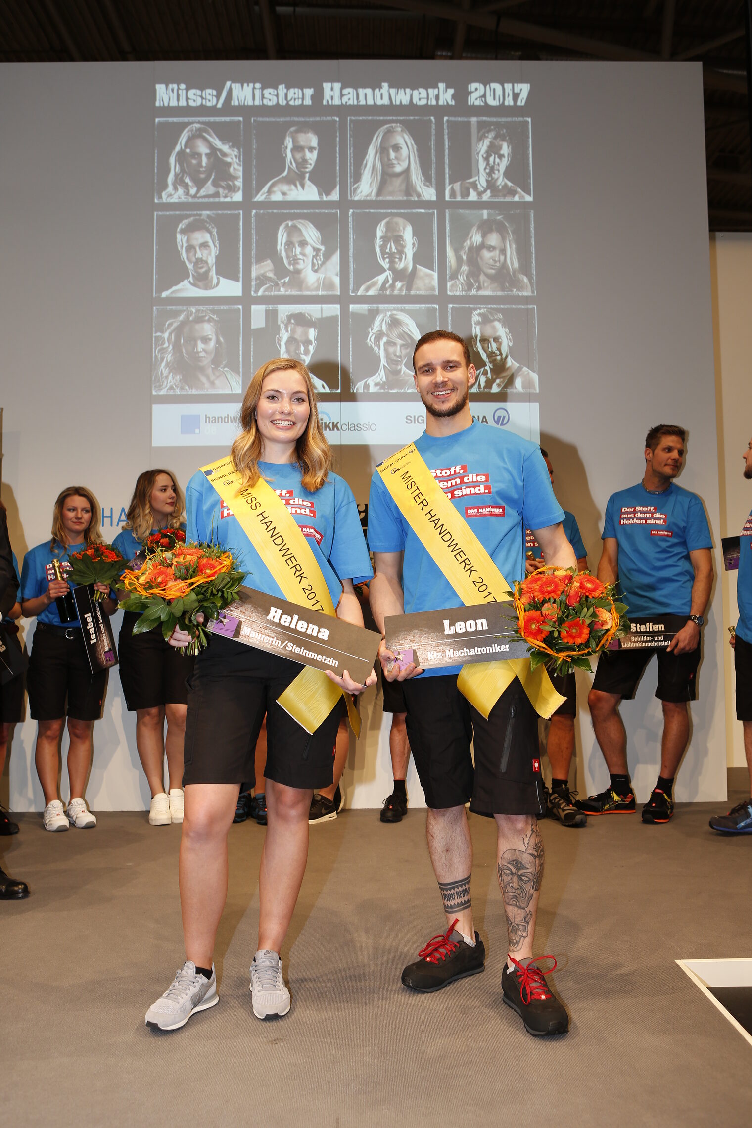 Auf der Internationalen Handwerksmesse wurde Kfz-Technikermeister Leon Pethke aus Walsleben zum Mister Handwerk 2017 gewählt. Miss Handwerk wurde Helena Reppin aus Lübck. 