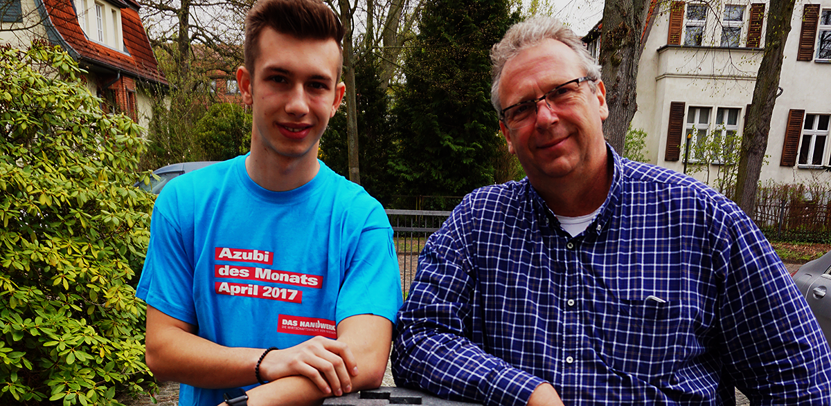 Devin Puls mit seinem Chef Maxim-Felix Wendisch