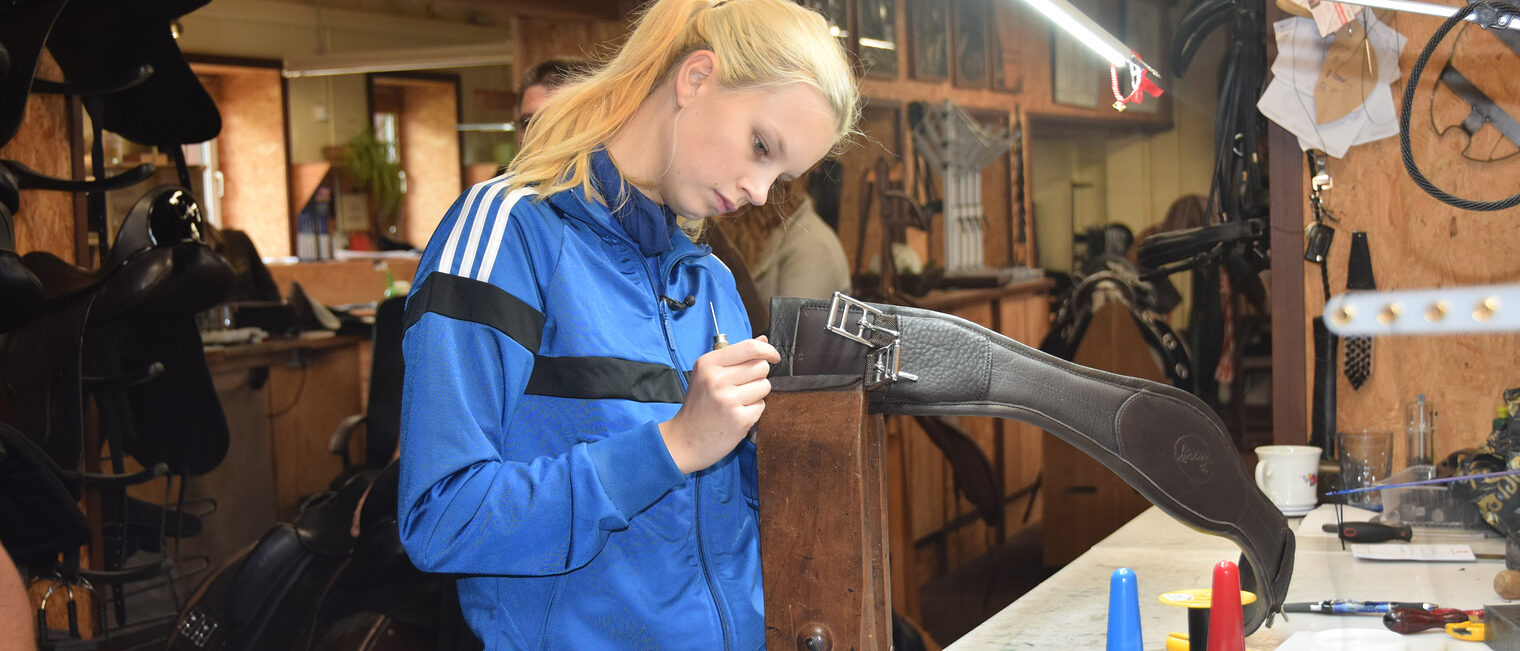 Charlotte in der Sattlerei Hennig in Mühlenberge, OT Haage