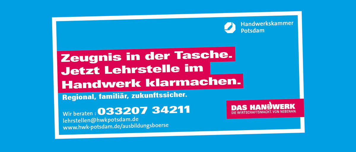 Die Handwerkskammer Potsdam unterstützt Handwerksbetriebe bei der Suche nach Lehrlingen Die Handwerkskammer Potsdam unterstützt Handwerksbetriebe bei der Suche nach Lehrlingen