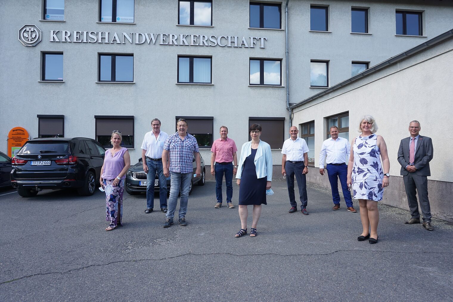 Vorstand und Vertreter von Kreishandwerkerschaft Teltow-Fläming und Handwerkskammer Potsdam bei der Auswertung der Betriebsbesuche "Vorstand vor Ort" am 9. Juni 2021
