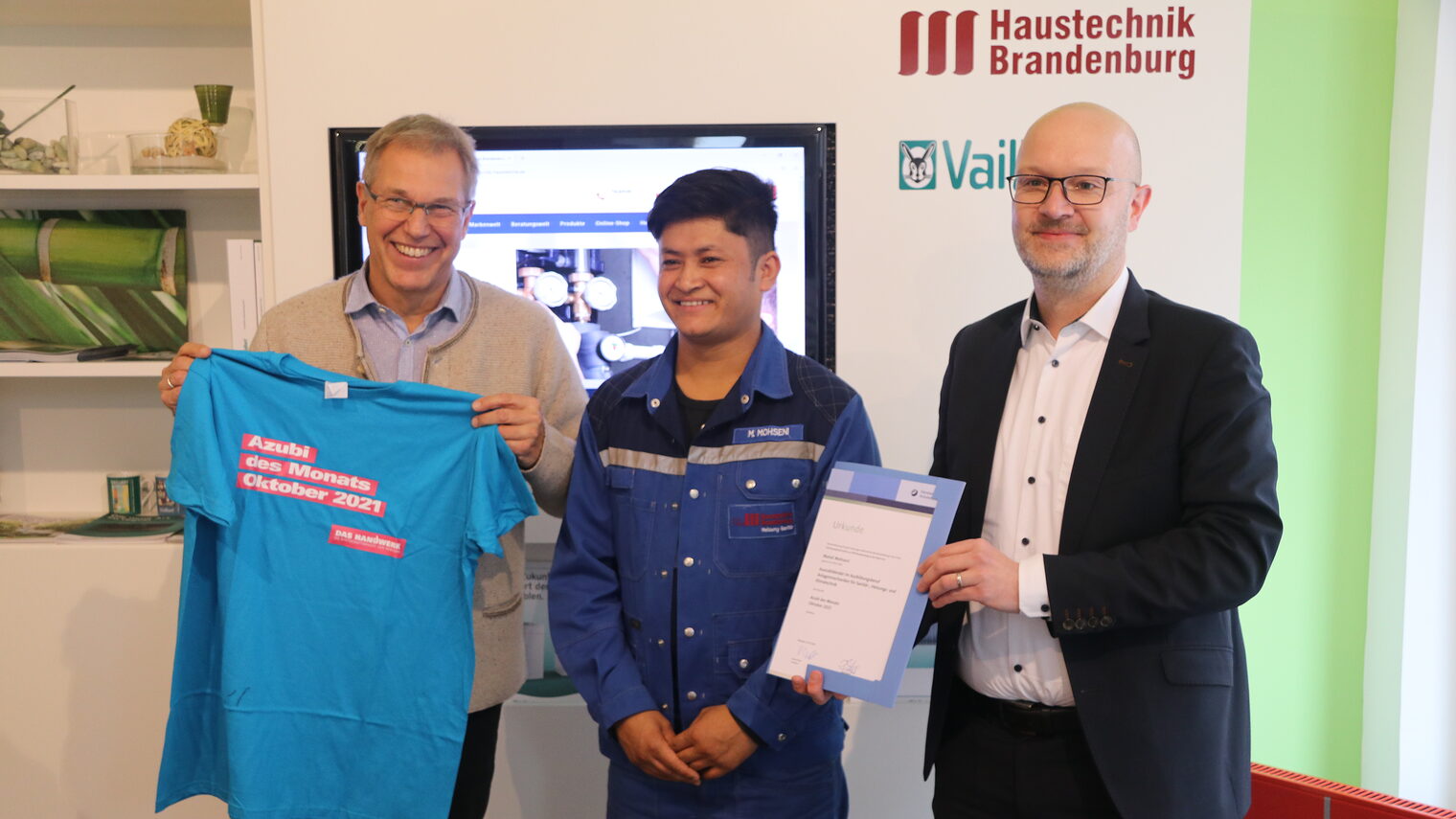 Mahdi Mohseni angehender Anlagenmechaniker für Sanitär-, Heizungs- und Klimatechnik in der HTB Haustechnik GmbH Brandenburg.