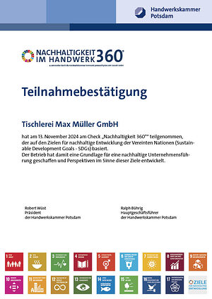 Teilnahmebestätigung Nachhaltigkeitscheck